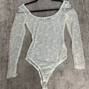Zara Lace Long Sleeve Bodysuit - White